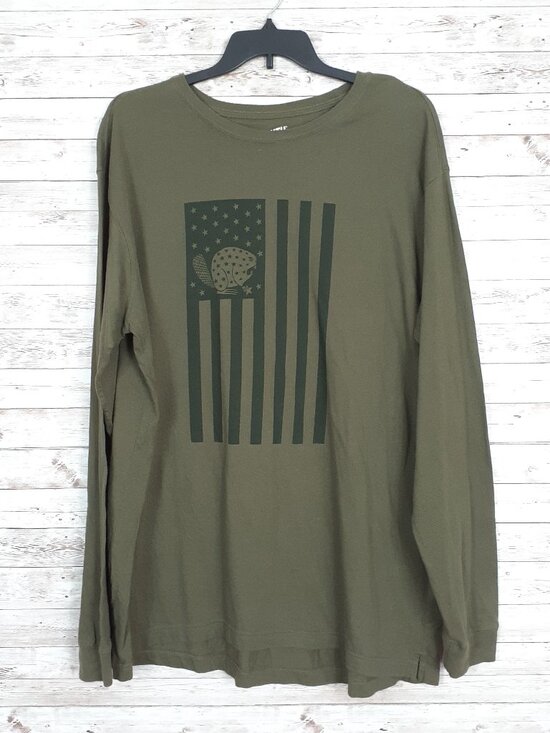 Duluth Trading Co Other - Duluth Trading Mens Shirt Relaxed Fit Longtail Tee XL Green Flag Print 801A